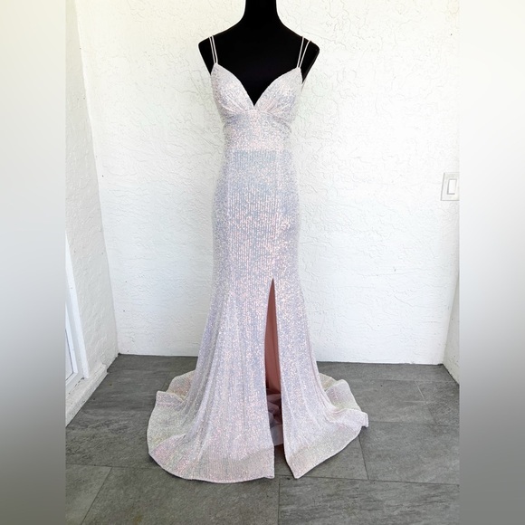 Sherri Hill 80110 Lace Up Back Pink Sequin Formal Evening Prom Gown Womens 6 - Picture 6 of 11